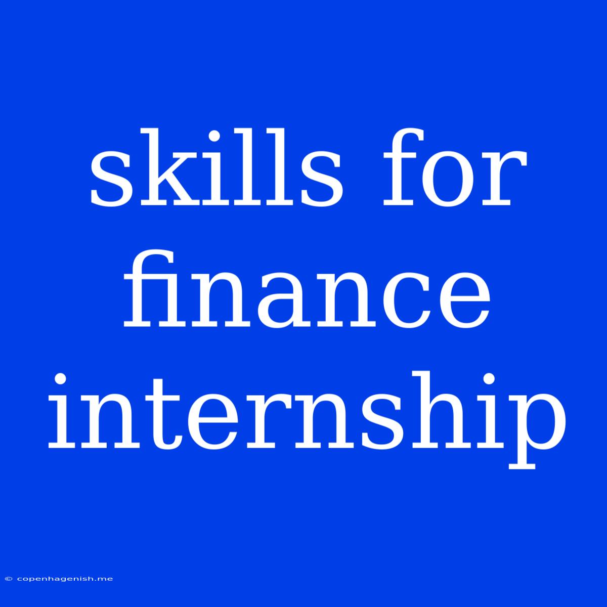 Skills For Finance Internship