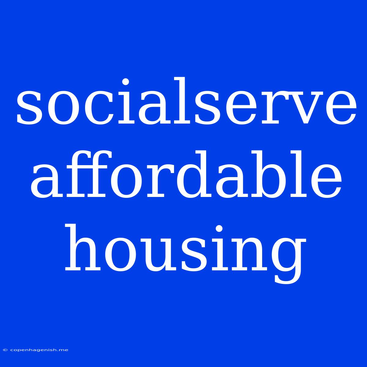 Socialserve Affordable Housing