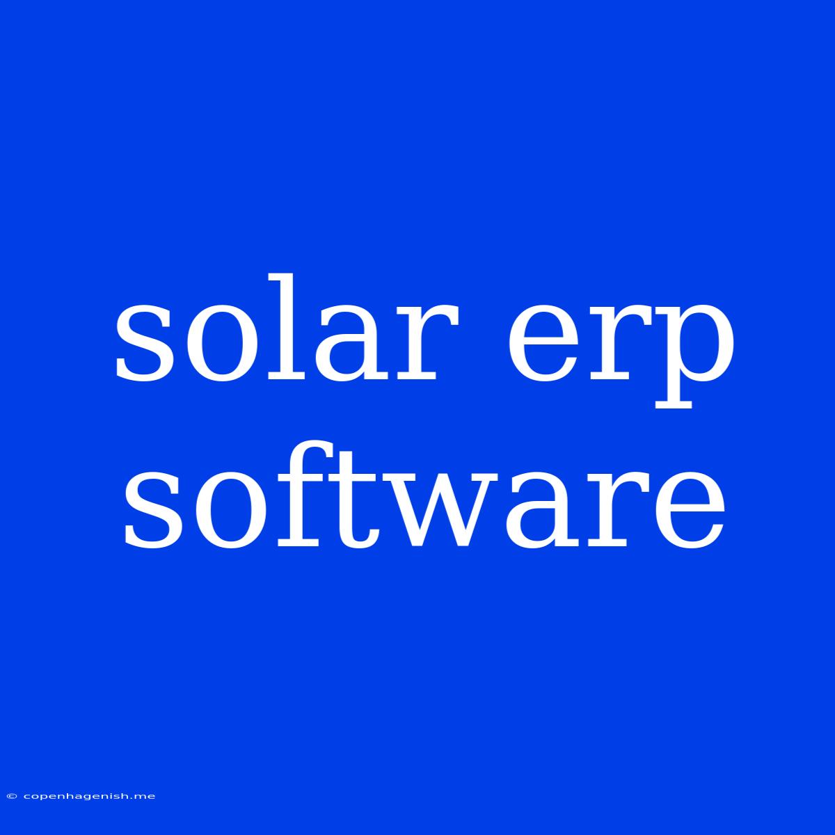 Solar Erp Software