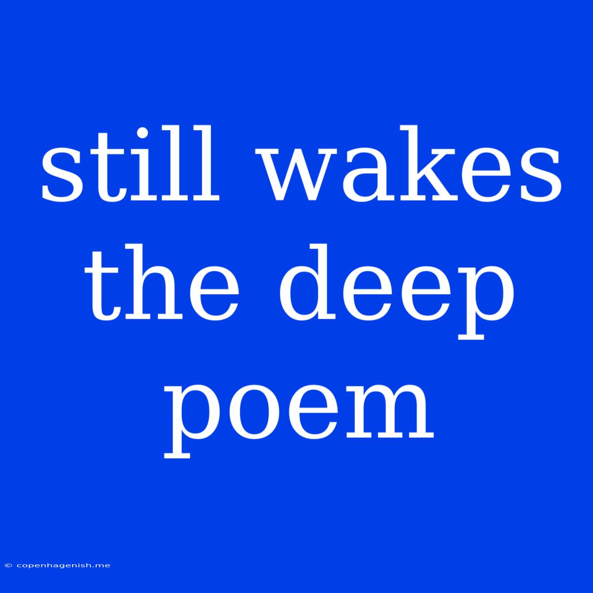 Still Wakes The Deep Poem