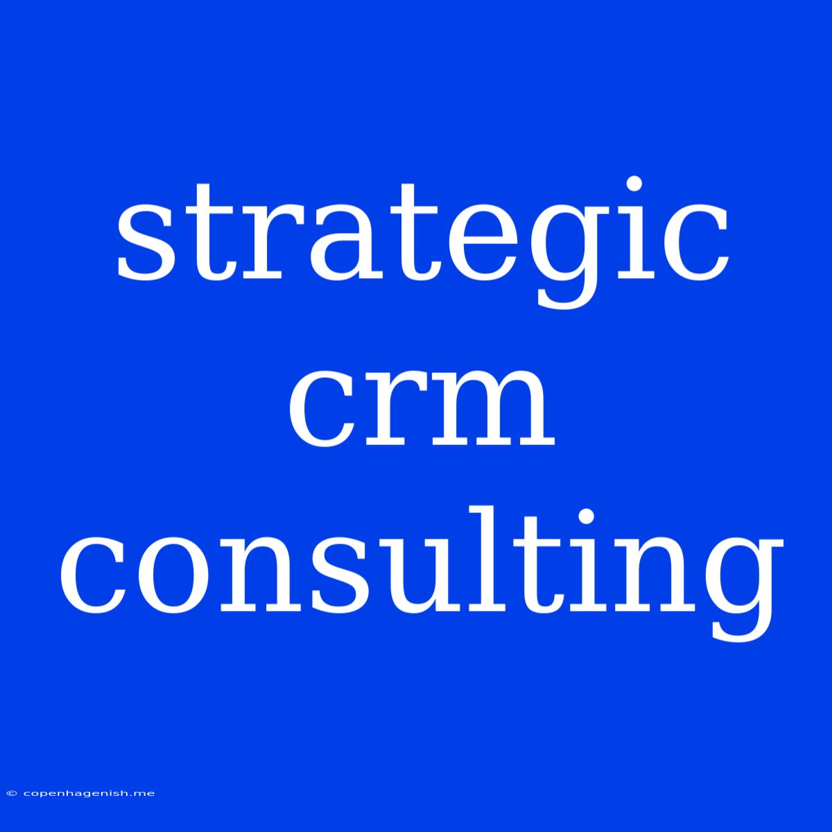 Strategic Crm Consulting