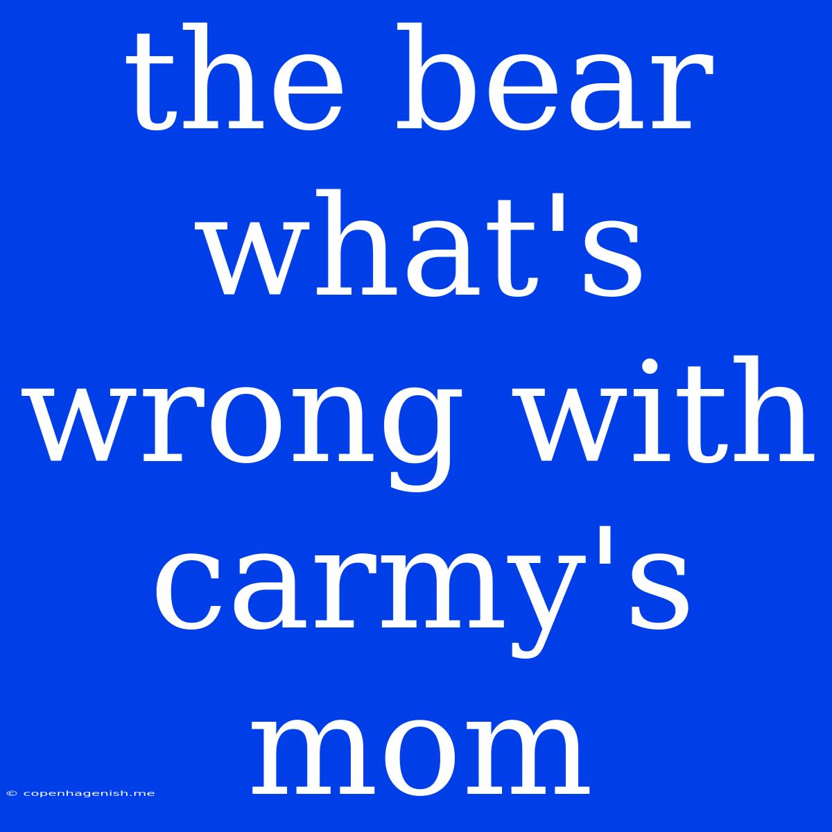 The Bear What's Wrong With Carmy's Mom