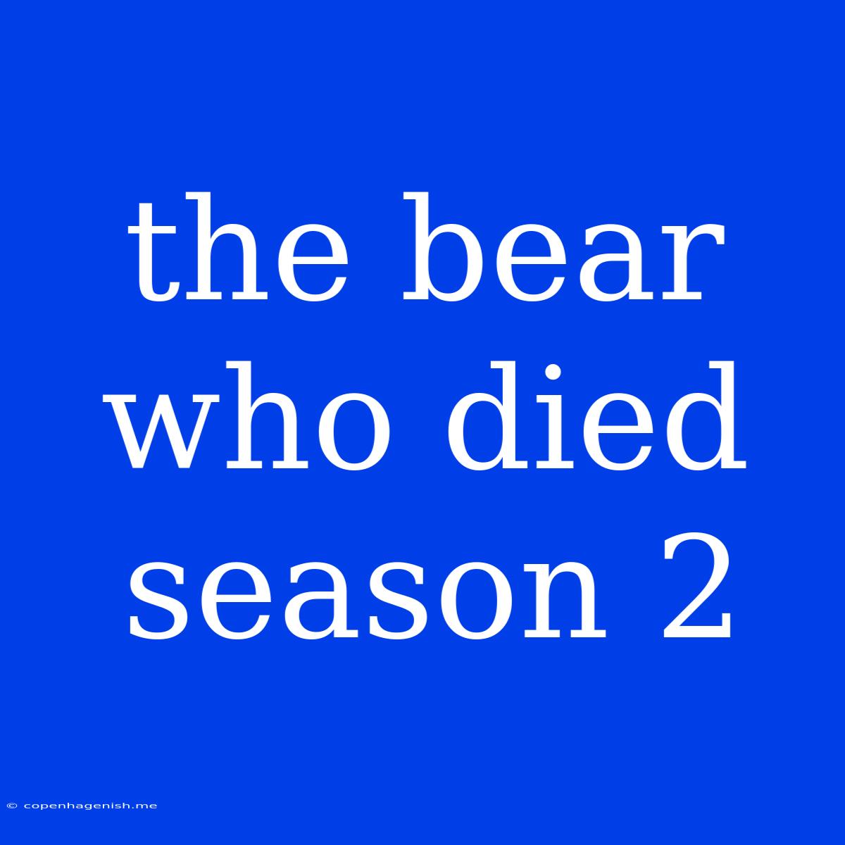 The Bear Who Died Season 2