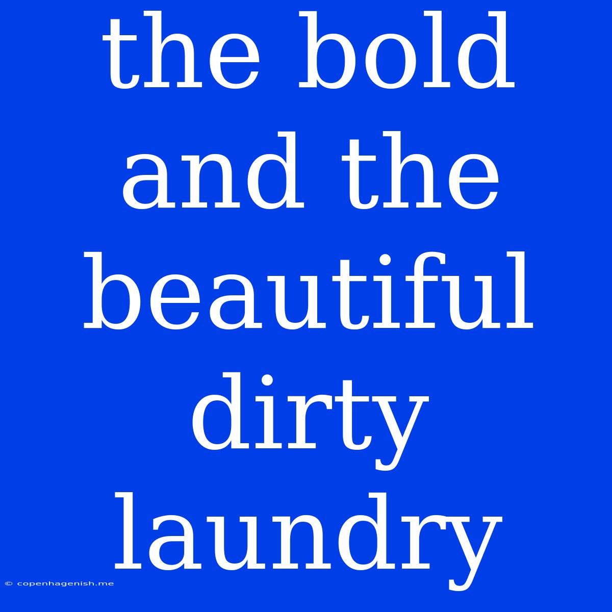 The Bold And The Beautiful Dirty Laundry