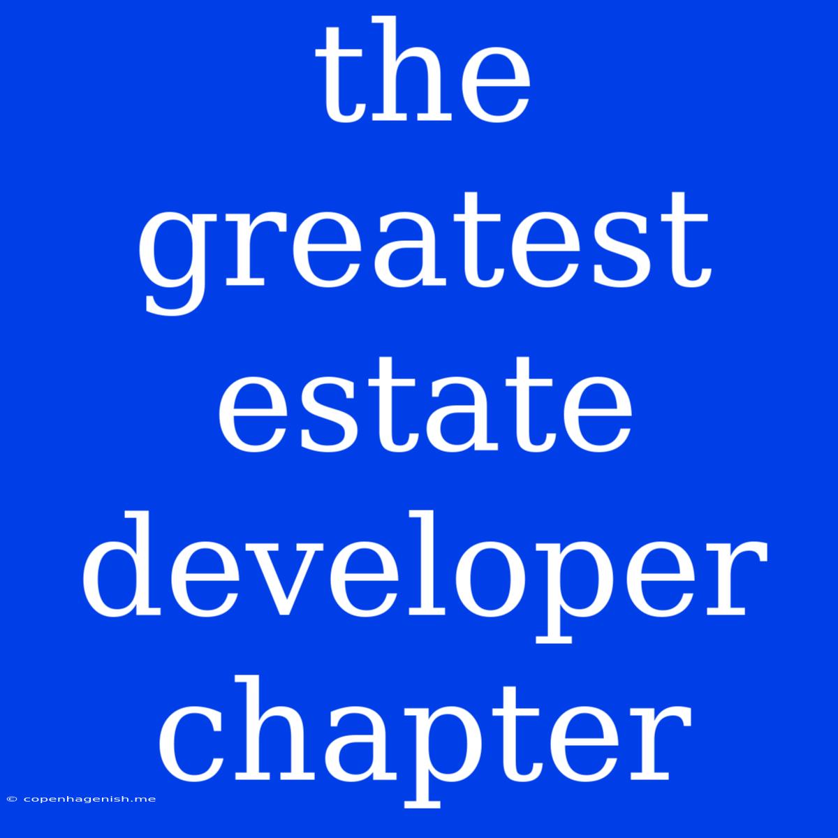 The Greatest Estate Developer Chapter