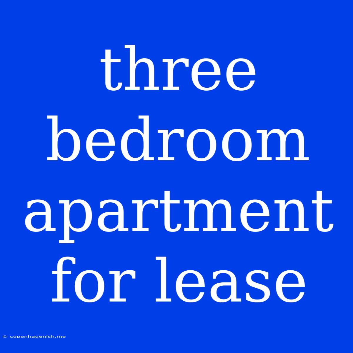 Three Bedroom Apartment For Lease