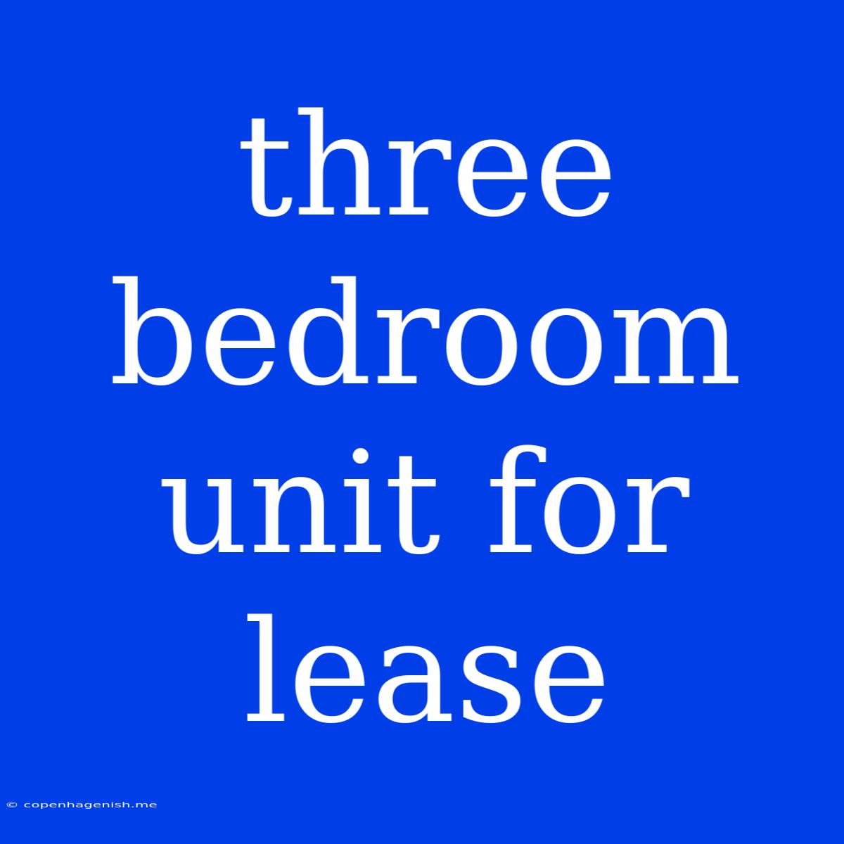 Three Bedroom Unit For Lease