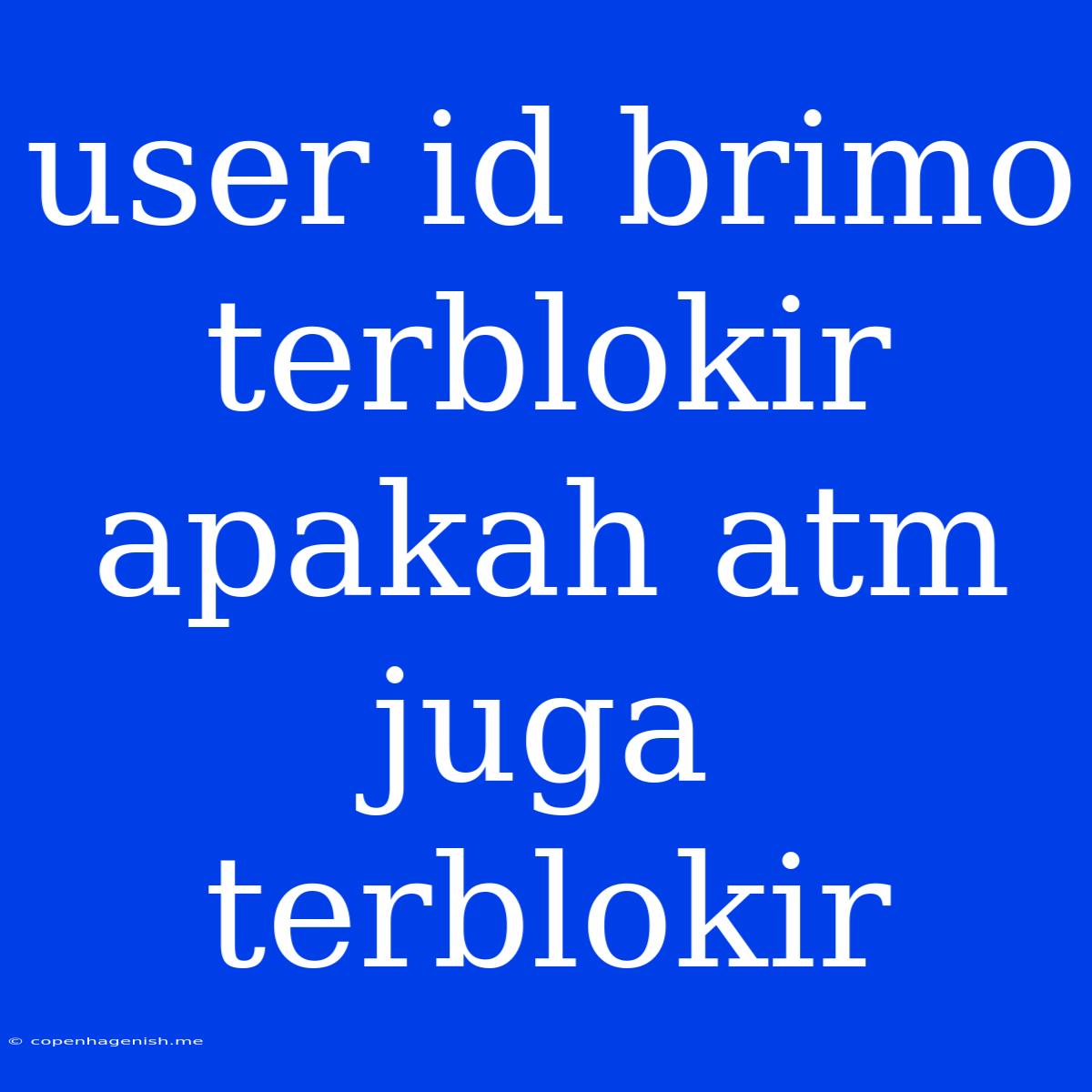 User Id Brimo Terblokir Apakah Atm Juga Terblokir