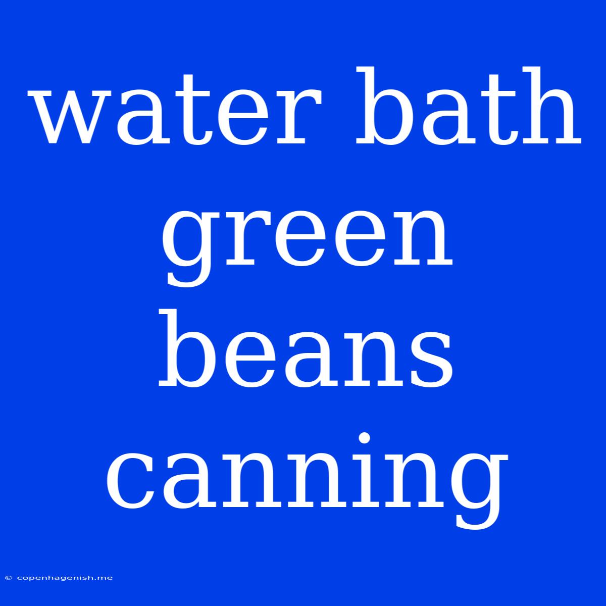 Water Bath Green Beans Canning