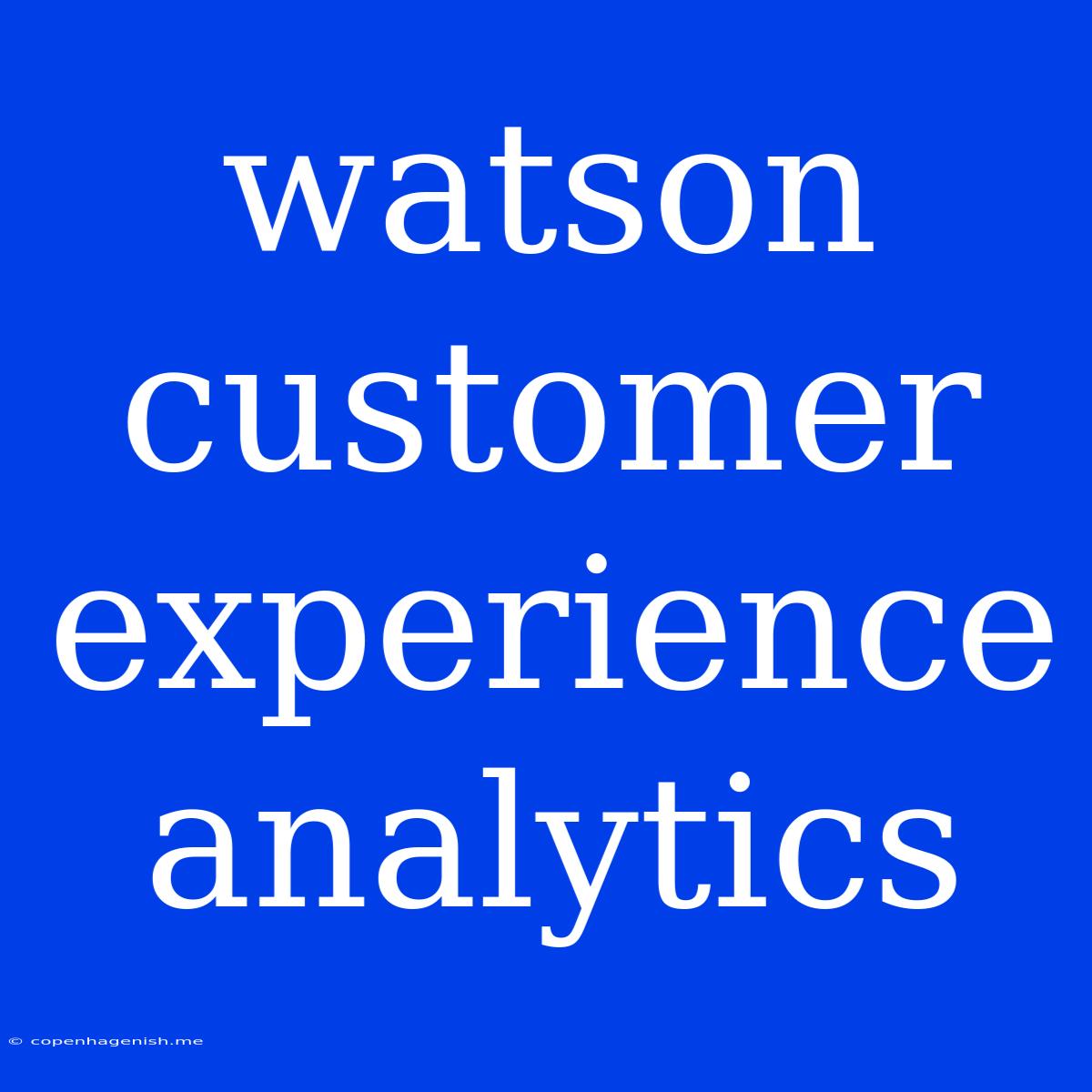 Watson Customer Experience Analytics