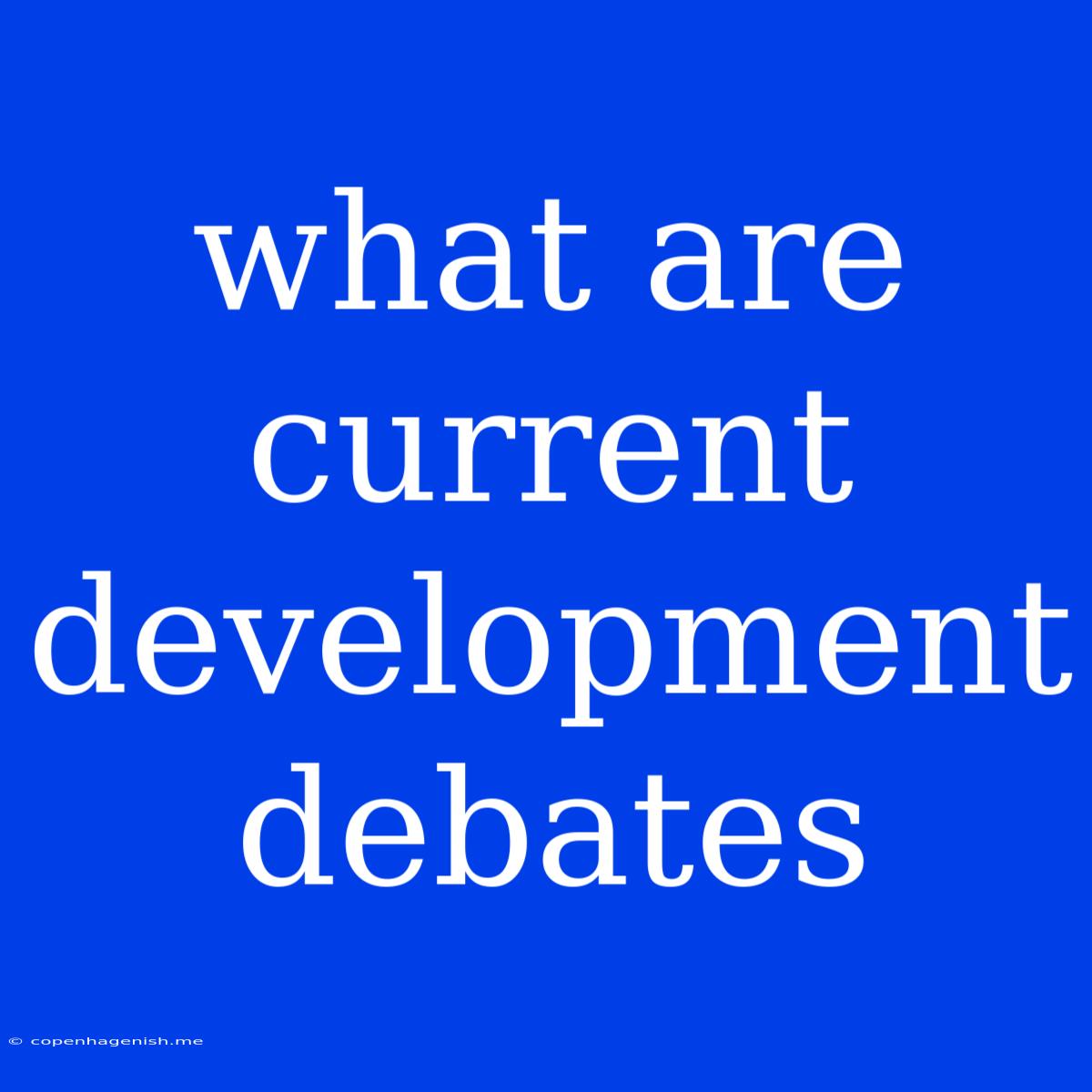 What Are Current Development Debates