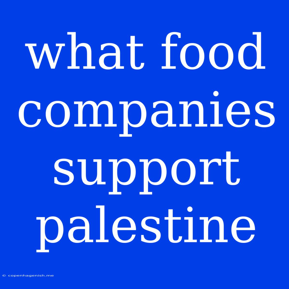 What Food Companies Support Palestine