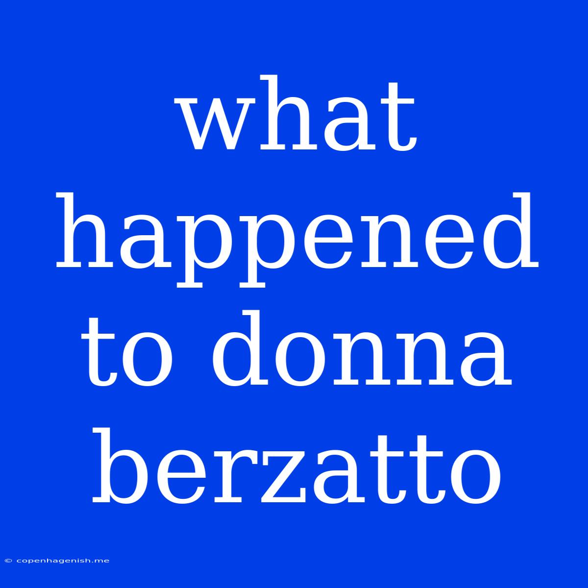 What Happened To Donna Berzatto