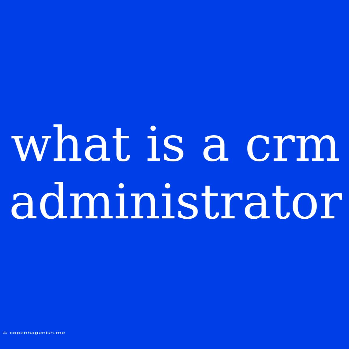 What Is A Crm Administrator