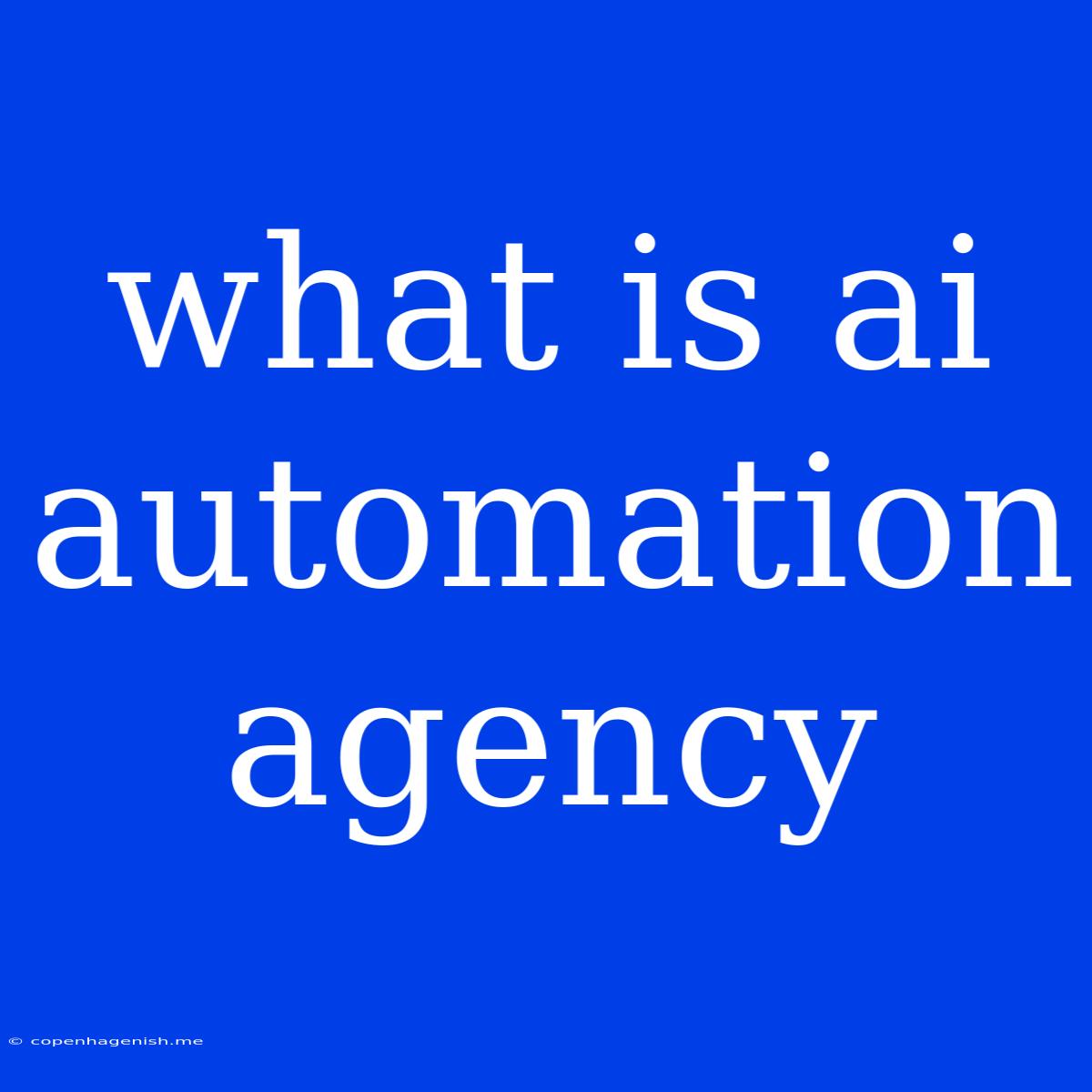 What Is Ai Automation Agency