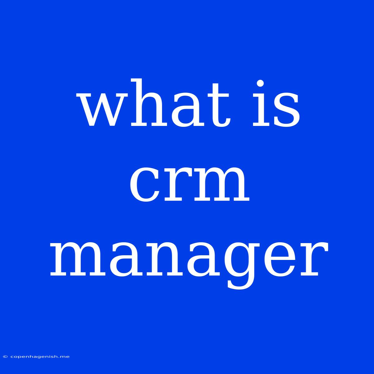 What Is Crm Manager