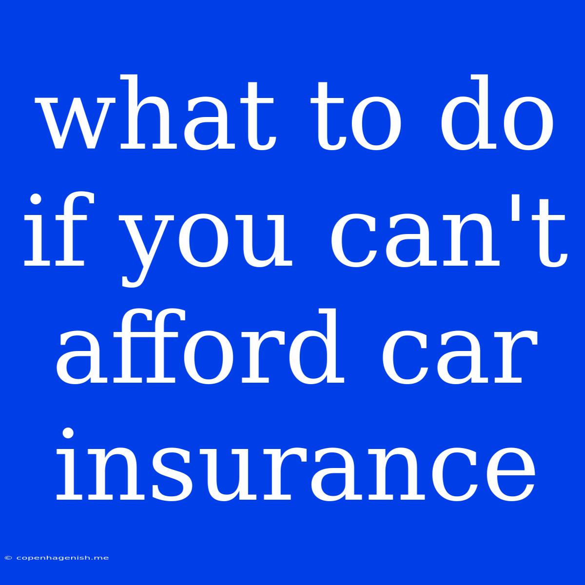 What To Do If You Can't Afford Car Insurance