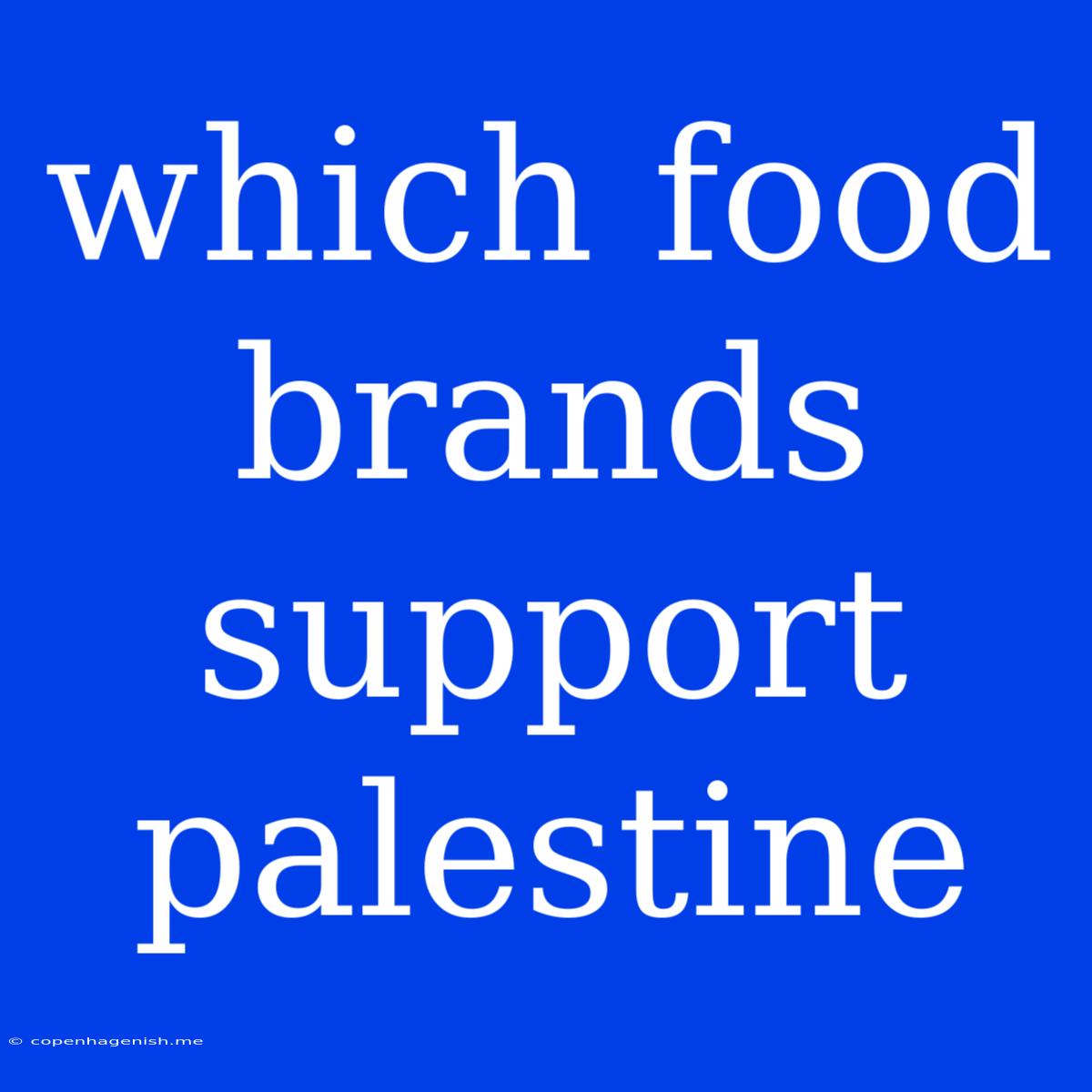 Which Food Brands Support Palestine