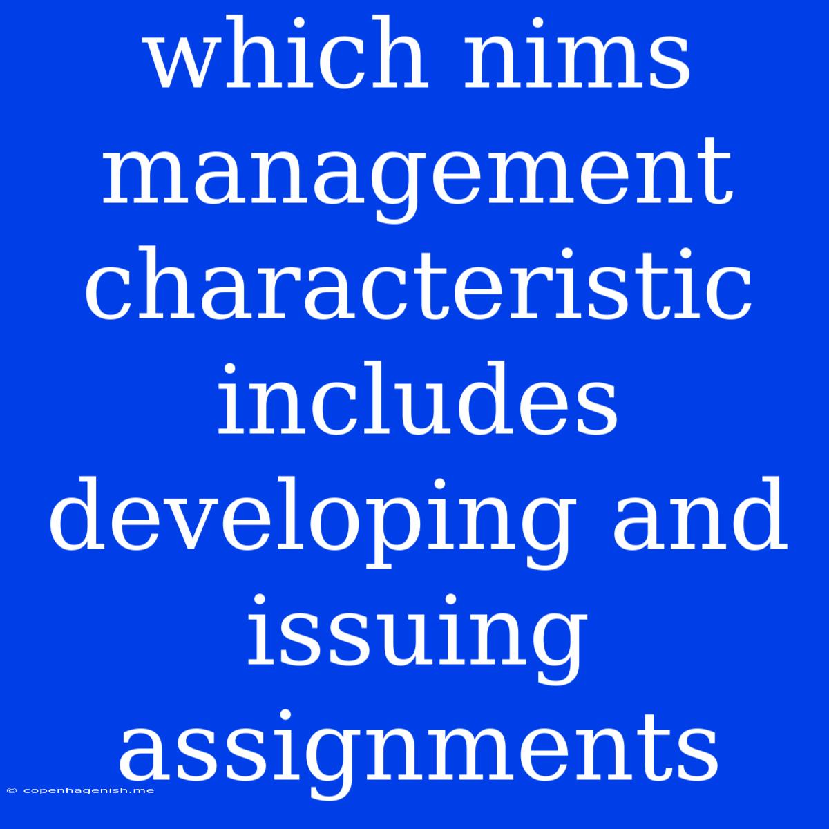 Which Nims Management Characteristic Includes Developing And Issuing Assignments