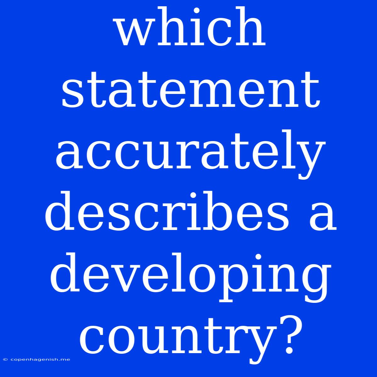 Which Statement Accurately Describes A Developing Country?