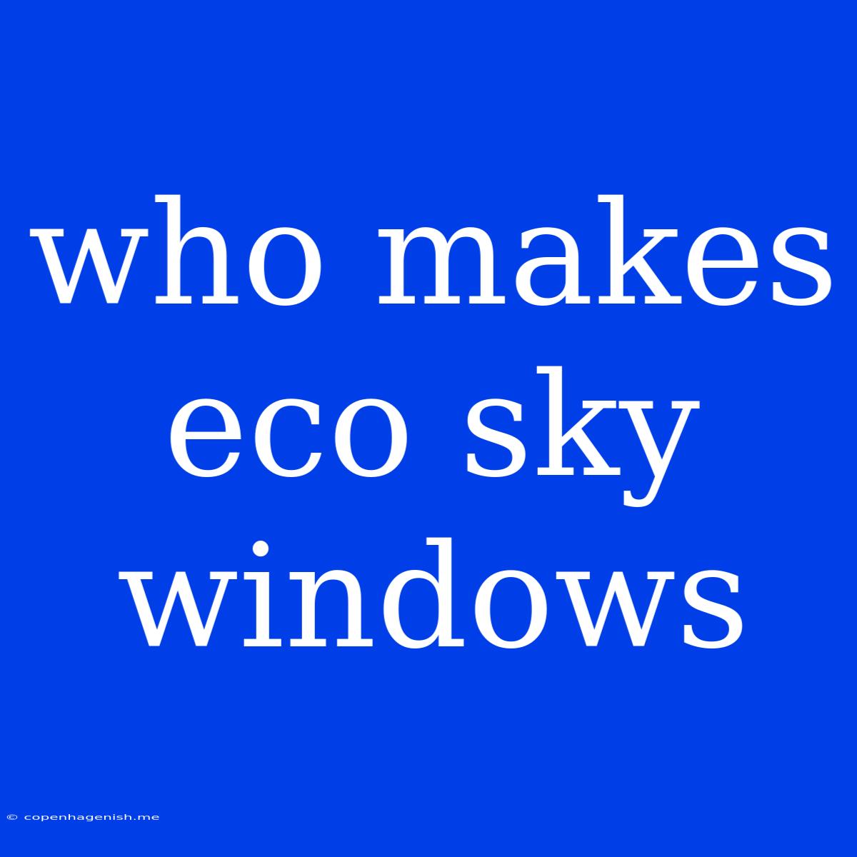 Who Makes Eco Sky Windows