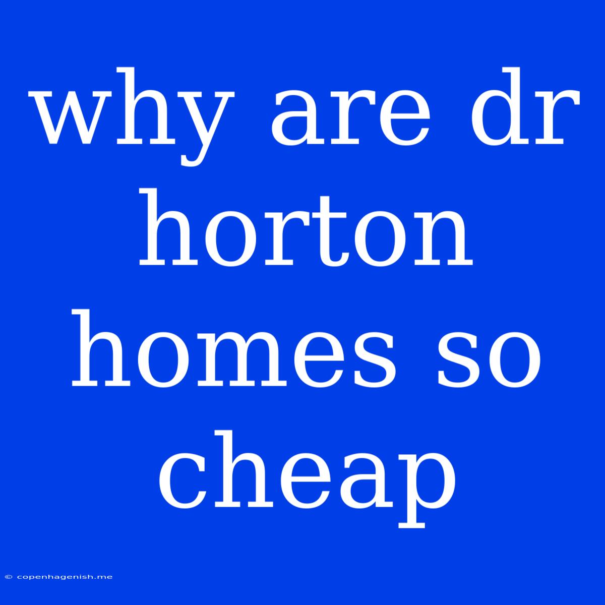 Why Are Dr Horton Homes So Cheap