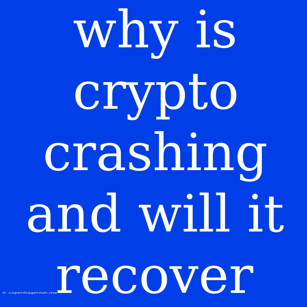 Why Is Crypto Crashing And Will It Recover