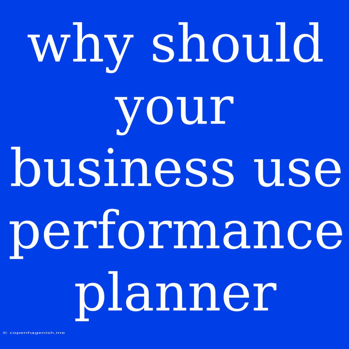 Why Should Your Business Use Performance Planner