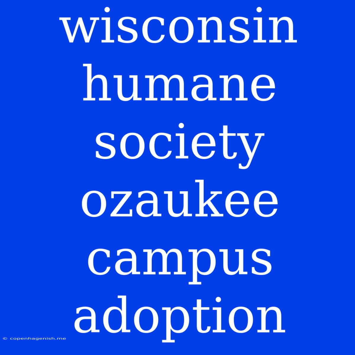 Wisconsin Humane Society Ozaukee Campus Adoption