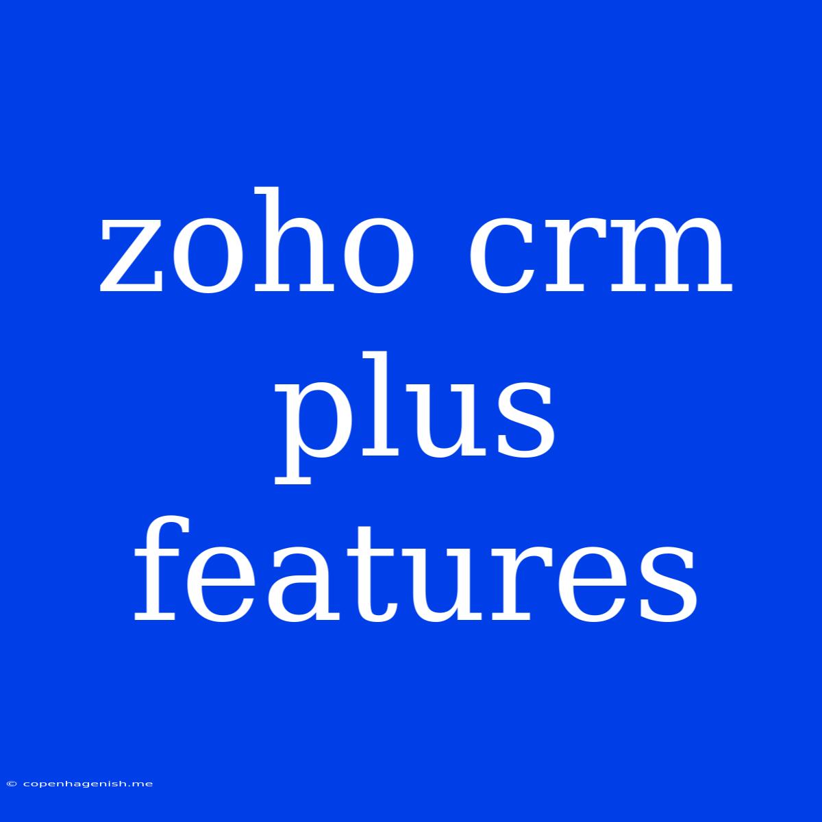 Zoho Crm Plus Features